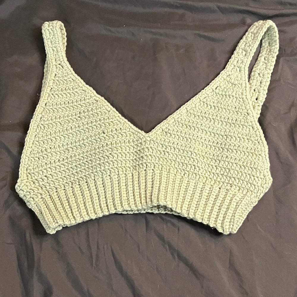 Handmade Sage Green Crochet Top